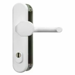 BAUHAUS Abus Schutzbeschlag HLZS814 Hauseingangstür, Weiß, Türstärke: 52 Mm - 72 Mm, Knopf Außen, Drücker Innen, Form Schild: Abgerundet