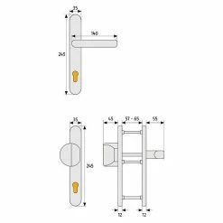 BAUHAUS Abus Schutzbeschlag SRG 92 N Schmalrahmen, Aluminium, Türstärke: 59 Mm - 65 Mm, Knopf Außen, Drücker Innen -Online-Shop Türzargen 12 1025