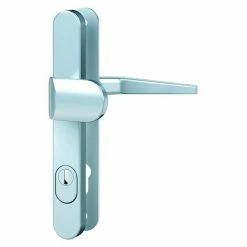 BAUHAUS Basi Schmalrahmengarnitur ES0 VMS Hauseingangstür, Silber, Mit Zylinderabdeckung, Knopf Außen, Drücker Innen, Stärke Schild/ Rosette: 15 Mm