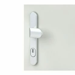 BAUHAUS Basi Schmalrahmengarnitur ES0 VMS Hauseingangstür, Silber, Mit Zylinderabdeckung, Knopf Außen, Drücker Innen, Stärke Schild/ Rosette: 15 Mm -Online-Shop Türzargen 12 1035