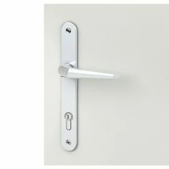 BAUHAUS Basi Schmalrahmengarnitur ES0 VMS Hauseingangstür, Silber, Mit Zylinderabdeckung, Knopf Außen, Drücker Innen, Stärke Schild/ Rosette: 15 Mm -Online-Shop Türzargen 12 1036