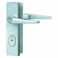 BAUHAUS Basi Schutzbeschlag ES0 VMS Hauseingangstür, Silber, Türstärke: 38 Mm - 42 Mm, Drücker Beidseitig, Mit Zylinderabdeckung