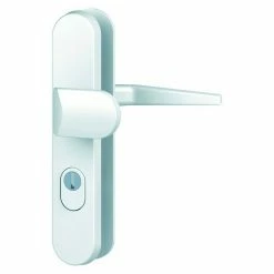 BAUHAUS Basi Schutzbeschlag ES0 VMS Hauseingangstür, Weiß, Distanznorm: 92 Mm, Mit Zylinderabdeckung, Stärke Schild/ Rosette: 15 Mm