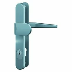 BAUHAUS Basi Schmalrahmengarnitur ES0 VMS Hauseingangstür, Edelstahlfarben, Mit Zylinderabdeckung, Knopf Außen, Drücker Innen, Stärke Schild/ Rosette: 15 Mm