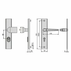 BAUHAUS Basi Schutzbeschlag ES0 VMS-ZA Hauseingangstür, Aluminium, Distanznorm: 72 Mm, Form Drücker: Eckig, Stärke Schild/ Rosette: 15 Mm -Online-Shop Türzargen 12 1095