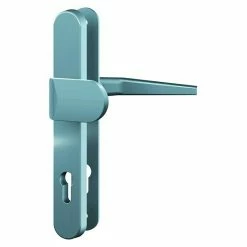 BAUHAUS Basi Schmalrahmengarnitur ES0 VMS Hauseingangstür, Edelstahlfarben, Ohne Zylinderabdeckung, Knopf Außen, Drücker Innen, Stärke Schild/ Rosette: 15 Mm