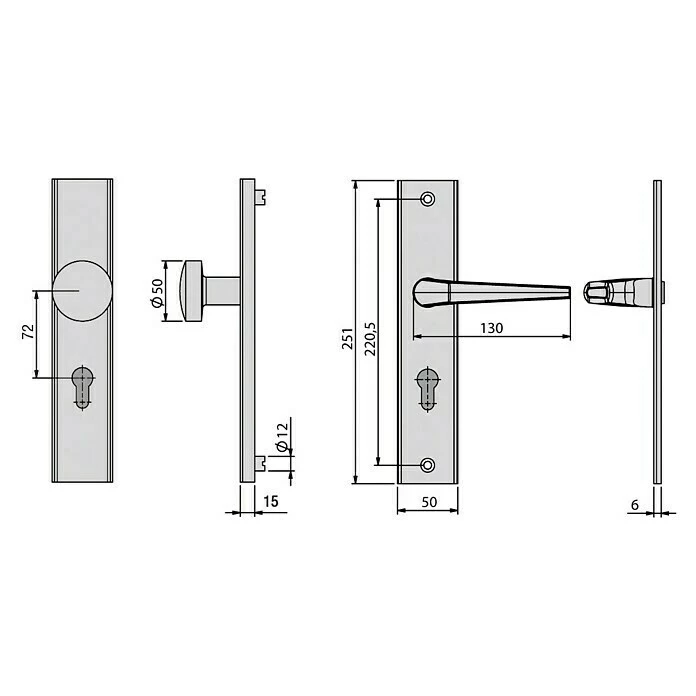BAUHAUS Basi Schutzbeschlag ES0 VMS Hauseingangstür, Silber, Distanznorm: 72 Mm, Form Drücker: Rund, Stärke Schild/ Rosette: 15 Mm 3 BAUHAUS Basi Schutzbeschlag ES0 VMS Hauseingangstür, Silber, Distanznorm: 72 Mm, Form Drücker: Rund, Stärke Schild/ Rosette: 15 Mm – Bild 3