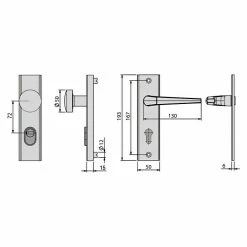 BAUHAUS Basi Schutzbeschlag ES0 VMS Hauseingangstür, Silber, Distanznorm: 72 Mm, Mit Zylinderabdeckung, Knopf Außen, Drücker Innen -Online-Shop Türzargen 12 1129