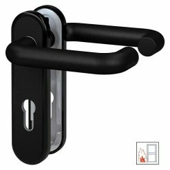 BAUHAUS Basi Schutzbeschlag ZT/FS 2150 Feuerschutztür, Schwarz, Türstärke: 44 Mm - 66 Mm, Drücker Beidseitig, Abgerundet