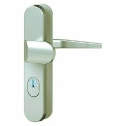 BAUHAUS Basi Schutzbeschlag ES0 VMS Wohnungsabschlusstür, Champagnerfarben, Distanznorm: 72 Mm, Mit Zylinderabdeckung, Stärke Schild/ Rosette: 15 Mm