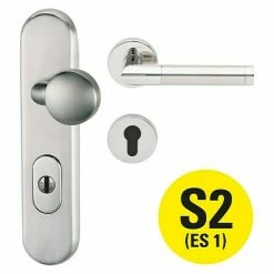 BAUHAUS Diamond Doors Creative Schutzbeschlag Warrior Avantgardo Wohnungsabschlusstür, Edelstahl, Türstärke: 35 Mm - 45 Mm, Knopf Außen, Drücker Innen, DIN 18257 ES1