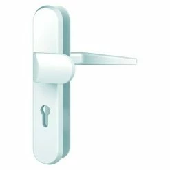 BAUHAUS Basi Schutzbeschlag ES0 VMS Hauseingangstür, Weiß, Distanznorm: 92 Mm, Ohne Zylinderabdeckung, Stärke Schild/ Rosette: 15 Mm