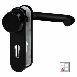 BAUHAUS Basi Schutzbeschlag ZT/FS 2150 Feuerschutztür, Schwarz, Türstärke: 44 Mm - 66 Mm, Knopf Außen, Drücker Innen, Abgerundet