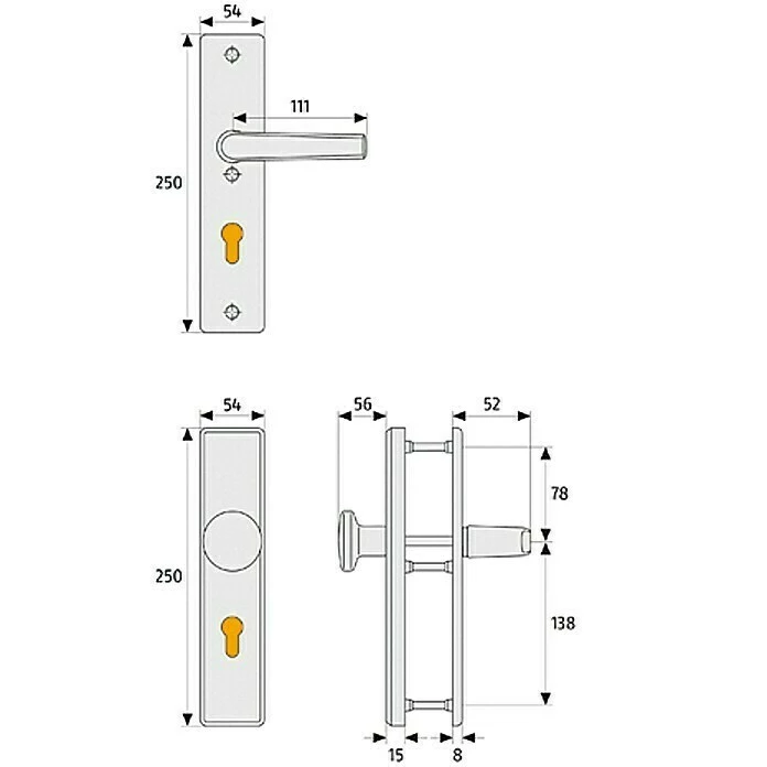 BAUHAUS Abus Schutzbeschlag HLN 414 Hauseingangstür, Neusilber, Türstärke: 52 Mm - 67 Mm, Knopf Außen, Drücker Innen 2 BAUHAUS Abus Schutzbeschlag HLN 414 Hauseingangstür, Neusilber, Türstärke: 52 Mm - 67 Mm, Knopf Außen, Drücker Innen – Bild 2