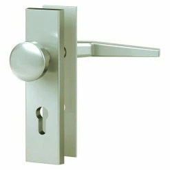 BAUHAUS Basi Schutzbeschlag ES0 VMS Hauseingangstür, Champagnerfarben, Distanznorm: 72 Mm, Ohne Zylinderabdeckung, Knopf Außen, Drücker Innen