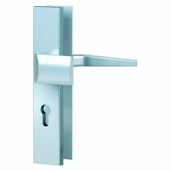 BAUHAUS Basi Schutzbeschlag ES0 VMS Hauseingangstür, Silber, Knopf Außen, Drücker Innen, Distanznorm: 92 Mm, Stärke Schild/ Rosette: 15 Mm