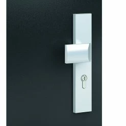 BAUHAUS Basi Schutzbeschlag ES0 VMS Hauseingangstür, Silber, Knopf Außen, Drücker Innen, Distanznorm: 92 Mm, Stärke Schild/ Rosette: 15 Mm -Online-Shop Türzargen 12 678