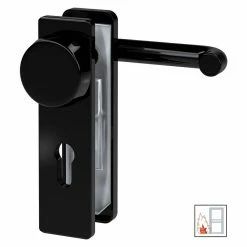 BAUHAUS Basi Schutzbeschlag ZT/FS 2150 Feuerschutztür, Schwarz, Türstärke: 44 Mm - 66 Mm, Knopf Außen, Drücker Innen, Eckig