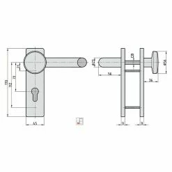 BAUHAUS Basi Schutzbeschlag ZT/FS 2150 Feuerschutztür, Schwarz, Türstärke: 44 Mm - 66 Mm, Knopf Außen, Drücker Innen, Eckig -Online-Shop Türzargen 12 682
