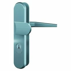 BAUHAUS Basi Schutzbeschlag ES0 VMS Wohnungsabschlusstür, Edelstahlfarben, Distanznorm: 72 Mm, Form Drücker: Gekröpft, Mit Zylinderabdeckung