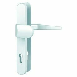 BAUHAUS Basi Schmalrahmengarnitur ES0 VMS Hauseingangstür, Weiß, Ohne Zylinderabdeckung, Knopf Außen, Drücker Innen, Stärke Schild/ Rosette: 15 Mm