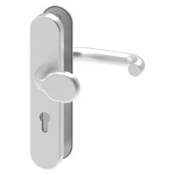 BAUHAUS Basi Schutzbeschlag SB 7500 ES1 Hauseingangstür, Aluminium, Türstärke: 38 Mm - 45 Mm, Knopf Außen, Drücker Innen, Ohne Zylinderabdeckung