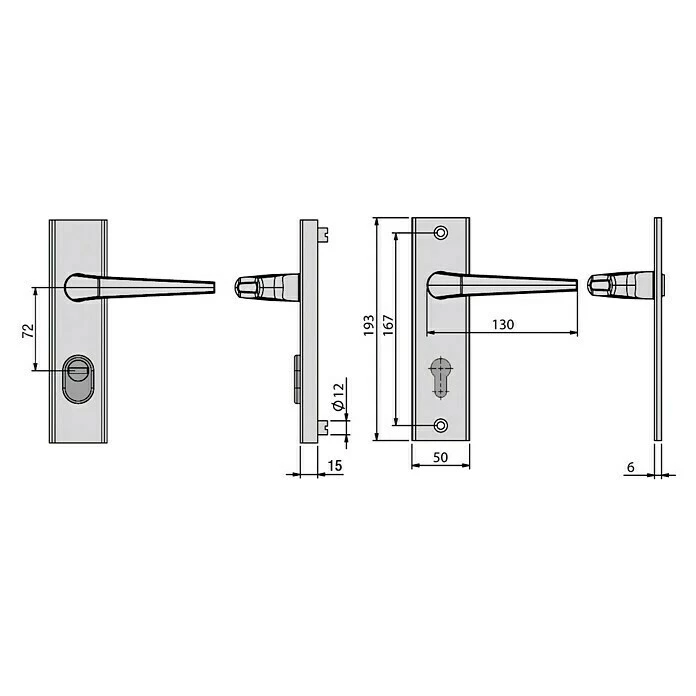 BAUHAUS Basi Schutzbeschlag ES0 VMS Hauseingangstür, Champagnerfarben, Türstärke: 38 Mm - 42 Mm, Drücker Beidseitig, Mit Zylinderabdeckung 3 BAUHAUS Basi Schutzbeschlag ES0 VMS Hauseingangstür, Champagnerfarben, Türstärke: 38 Mm - 42 Mm, Drücker Beidseitig, Mit Zylinderabdeckung – Bild 3