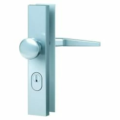 BAUHAUS Basi Schutzbeschlag ES0 VMS-ZA Hauseingangstür, Silber, Distanznorm: 72 Mm, Form Drücker: Rund, Stärke Schild/ Rosette: 15 Mm