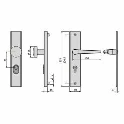 BAUHAUS Basi Schutzbeschlag ES0 VMS-ZA Hauseingangstür, Silber, Distanznorm: 72 Mm, Form Drücker: Rund, Stärke Schild/ Rosette: 15 Mm -Online-Shop Türzargen 12 772