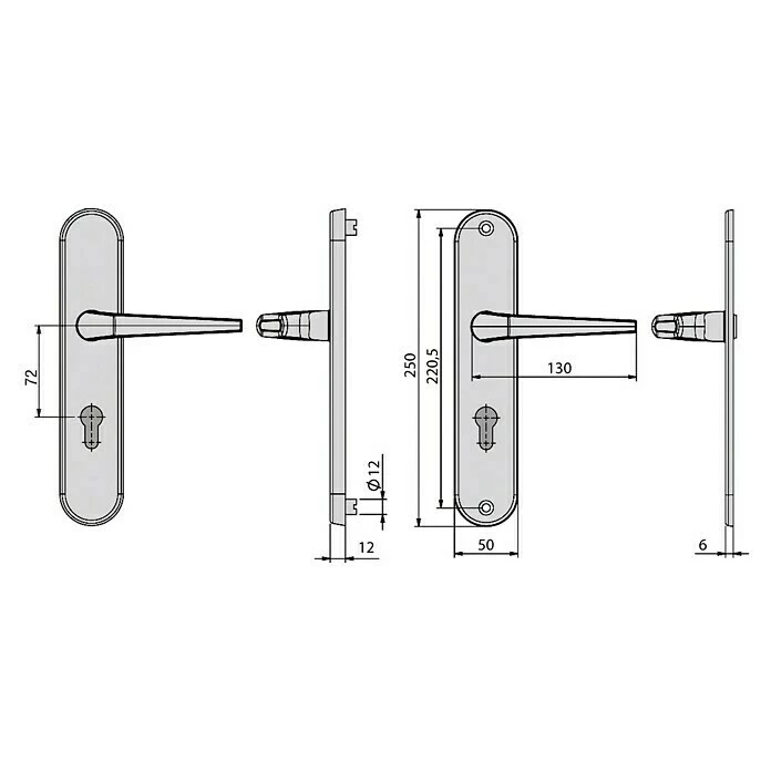 BAUHAUS Basi Schutzbeschlag ES0 VMS Hauseingangstür, Champagnerfarben, Türstärke: 38 Mm - 42 Mm, Drücker Beidseitig 3 BAUHAUS Basi Schutzbeschlag ES0 VMS Hauseingangstür, Champagnerfarben, Türstärke: 38 Mm - 42 Mm, Drücker Beidseitig – Bild 3