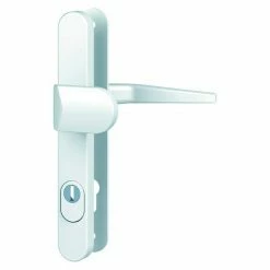 BAUHAUS Basi Schmalrahmengarnitur ES0 VMS Hauseingangstür, Weiß, Mit Zylinderabdeckung, Knopf Außen, Drücker Innen, Stärke Schild/ Rosette: 15 Mm