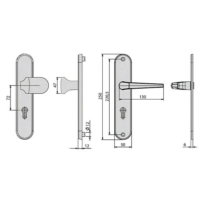 BAUHAUS Basi Schutzbeschlag ES0 VMS Wohnungsabschlusstür, Silber, Distanznorm: 72 Mm, Ohne Zylinderabdeckung, Stärke Schild/ Rosette: 12 Mm 3 BAUHAUS Basi Schutzbeschlag ES0 VMS Wohnungsabschlusstür, Silber, Distanznorm: 72 Mm, Ohne Zylinderabdeckung, Stärke Schild/ Rosette: 12 Mm – Bild 3