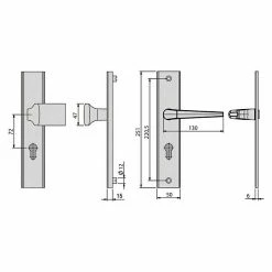 BAUHAUS Basi Schutzbeschlag ES0 VMS Hauseingangstür, Aluminium, Distanznorm: 72 Mm, Stärke Schild/ Rosette: 15 Mm, Form Drücker: Eckig -Online-Shop Türzargen 12 896