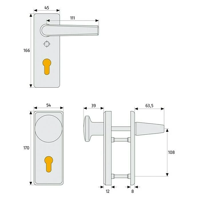 BAUHAUS Abus Schutzbeschlag KKT512 Wohnungsabschlusstür, Neusilber, Türstärke: 37 Mm - 47 Mm, Drücker Beidseitig 2 BAUHAUS Abus Schutzbeschlag KKT512 Wohnungsabschlusstür, Neusilber, Türstärke: 37 Mm - 47 Mm, Drücker Beidseitig – Bild 2