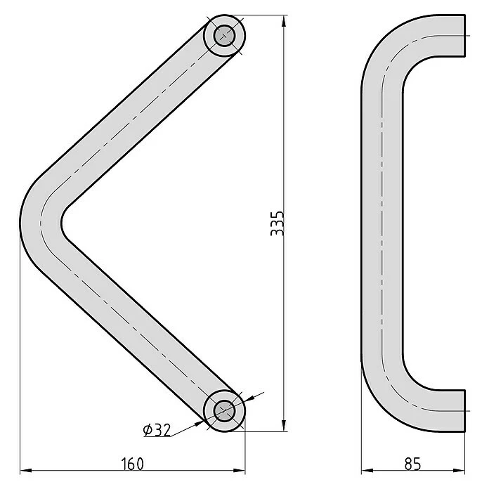 BAUHAUS Basi Stoßgriff L X B X H: 335 X 160 X 85 Mm, Edelstahl 2 BAUHAUS Basi Stoßgriff L X B X H: 335 X 160 X 85 Mm, Edelstahl – Bild 2
