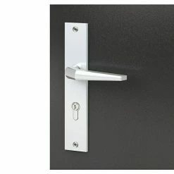 BAUHAUS Basi Schutzbeschlag ES0 VMS Hauseingangstür, Silber, Knopf Außen, Drücker Innen, Distanznorm: 72 Mm, Stärke Schild/ Rosette: 12 Mm -Online-Shop Türzargen 12 926