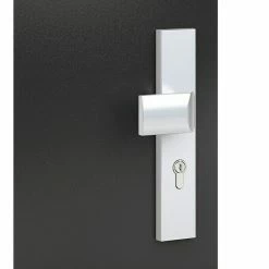 BAUHAUS Basi Schutzbeschlag ES0 VMS Hauseingangstür, Silber, Knopf Außen, Drücker Innen, Distanznorm: 72 Mm, Stärke Schild/ Rosette: 12 Mm -Online-Shop Türzargen 12 927