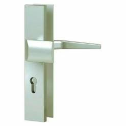 BAUHAUS Basi Schutzbeschlag ES0 VMS Hauseingangstür, Aluminium, Distanznorm: 92 Mm, Stärke Schild/ Rosette: 12 Mm, Form Drücker: Eckig