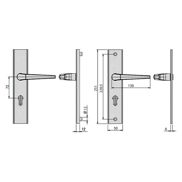 BAUHAUS Basi Schutzbeschlag ES0 VMS Zimmertür, Champagnerfarben, Drücker Beidseitig, Distanznorm: 72 Mm, Ohne Zylinderabdeckung 3 BAUHAUS Basi Schutzbeschlag ES0 VMS Zimmertür, Champagnerfarben, Drücker Beidseitig, Distanznorm: 72 Mm, Ohne Zylinderabdeckung – Bild 3