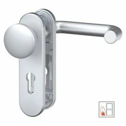 BAUHAUS Basi Schutzbeschlag SB/FS 2200K ES1 Feuerschutztür, Aluminium, Türstärke: 44 Mm - 66 Mm, Knopf Außen, Drücker Innen, Ohne Zylinderabdeckung