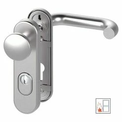 BAUHAUS Basi Schutzbeschlag SB/FS 2200K ES1 Feuerschutztür, Edelstahl, Türstärke: 44 Mm - 66 Mm, Knopf Außen, Drücker Innen, Mit Zylinderabdeckung
