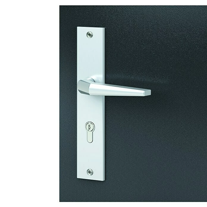 BAUHAUS Basi Schutzbeschlag ES0 VMS Hauseingangstür, Silber, Knopf Außen, Drücker Innen, Distanznorm: 72 Mm, Stärke Schild/ Rosette: 15 Mm 5 BAUHAUS Basi Schutzbeschlag ES0 VMS Hauseingangstür, Silber, Knopf Außen, Drücker Innen, Distanznorm: 72 Mm, Stärke Schild/ Rosette: 15 Mm – Bild 5